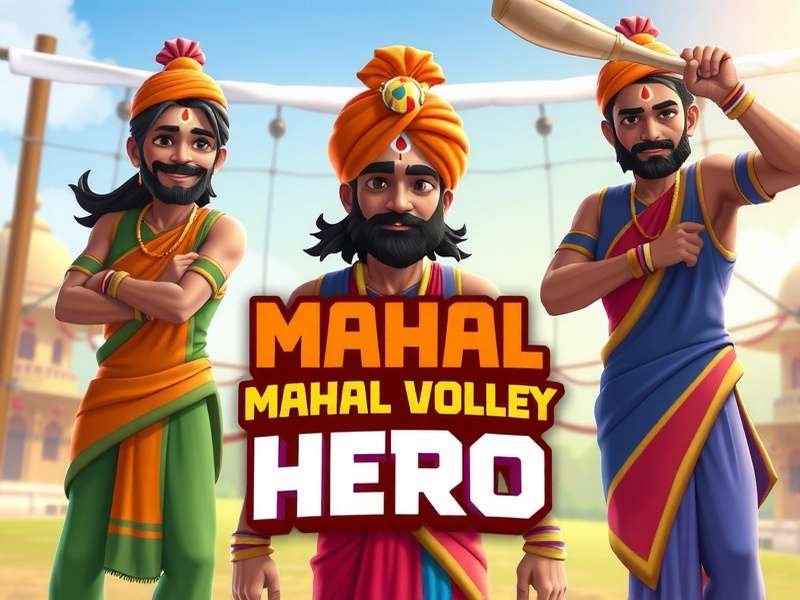 Mahal Volley Hero Official Banner Mahal Volley Hero game banner featuring Indian players in traditional attire