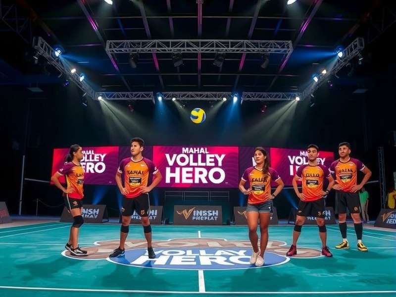Mahal Volley Hero National Championship Mahal Volley Hero offline tournament in Mumbai with players competing on stage
